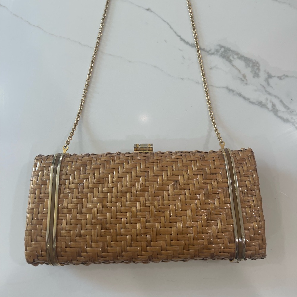 Vintage Rodo wicker purse Elegant Tan Woven Clutch Bag